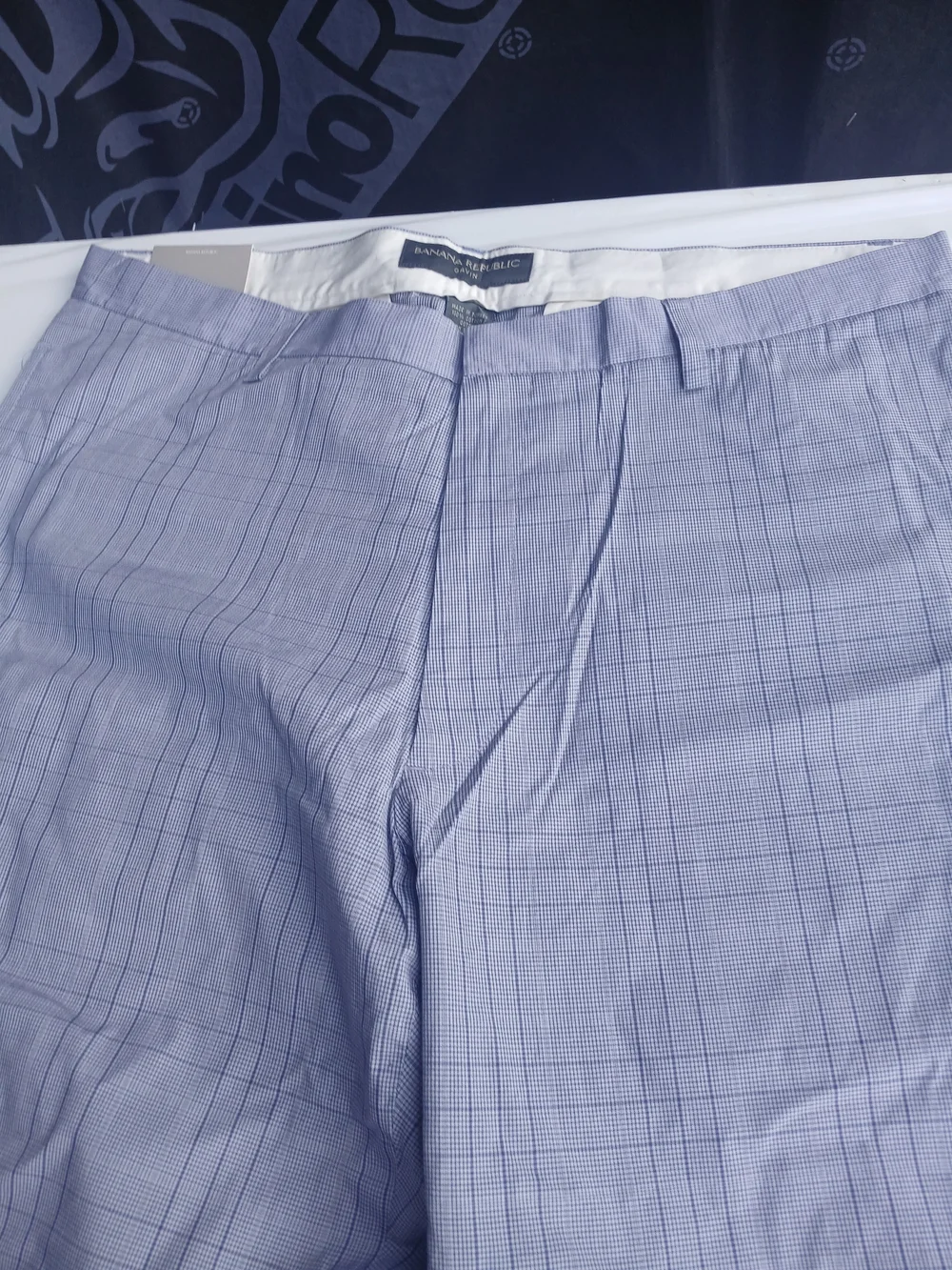 Banana Republic Light Blue Plaid Chinos
